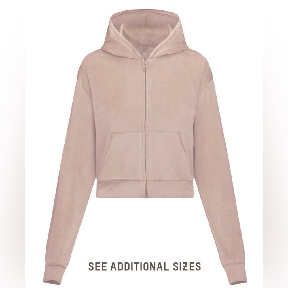 SKIMS VELOUR ZIP UP HOODIE